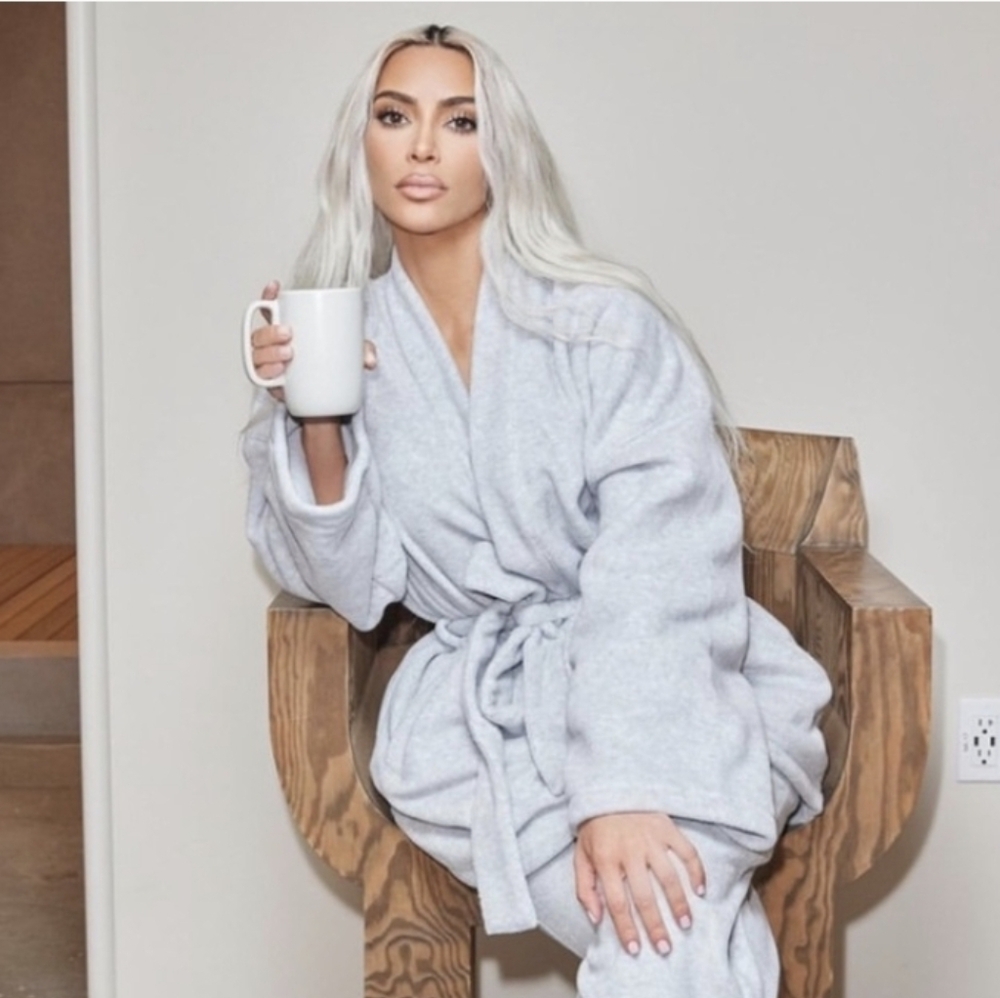 SKIMS by Kim Kardashian Fleece Wrap Belted Jacket - Picture 13 of 14